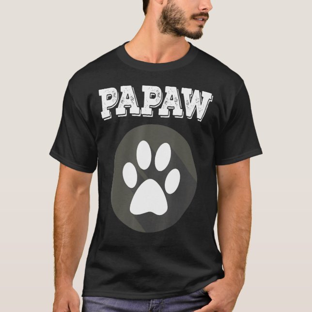 Cute PAPAW Papa Paw Footprint Slogan for Him Dog C T-Shirt (Front)