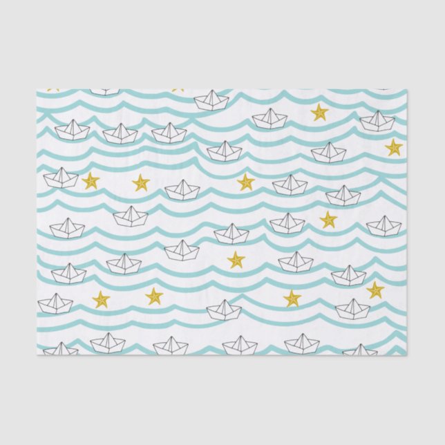 Cute Paper Boats Tissue Paper (Front)