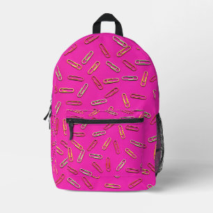 CUTE Paper Clip Pattern on Pink Printed Backpack