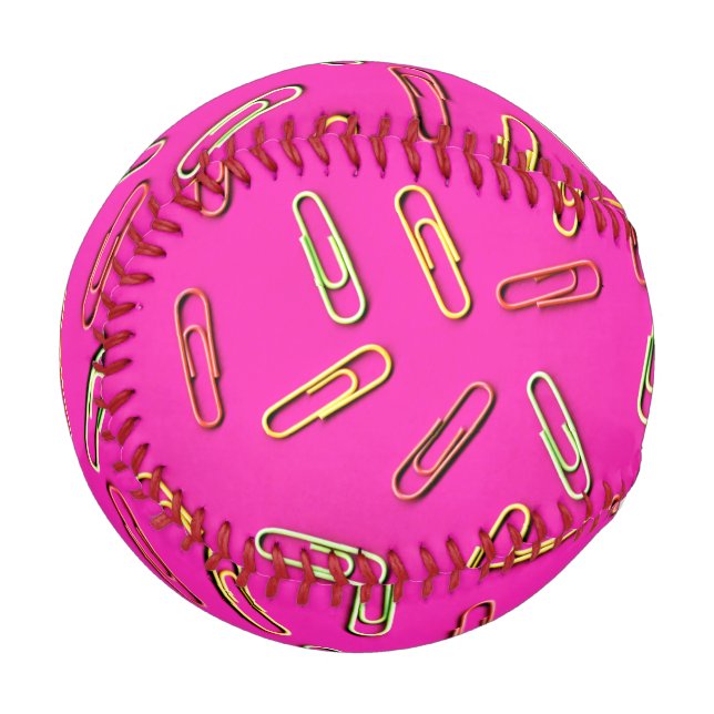 CUTE Paper Clips on Pink Baseball (Front Left)