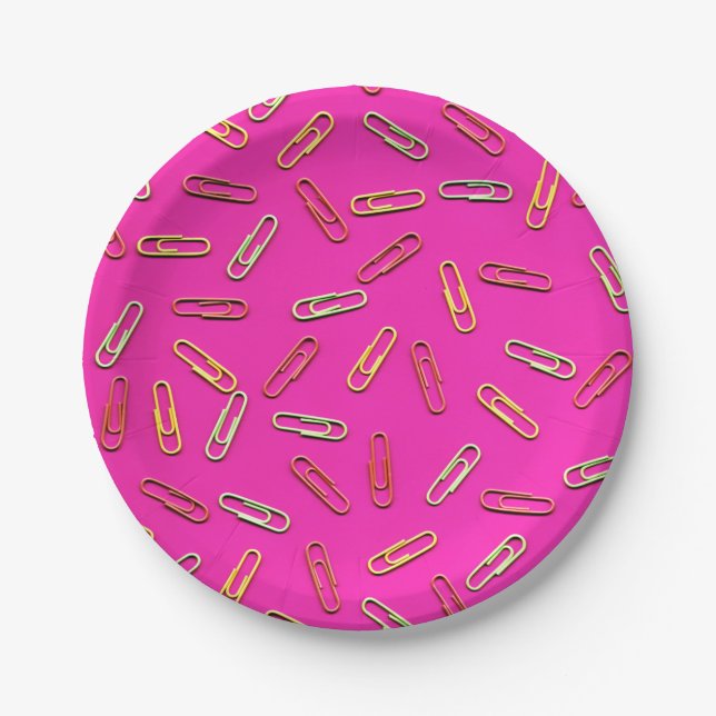 CUTE Paper Clips on Pink Paper Plate (Front)