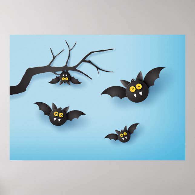 Cute Papercut Vampire Bats Poster (Front)