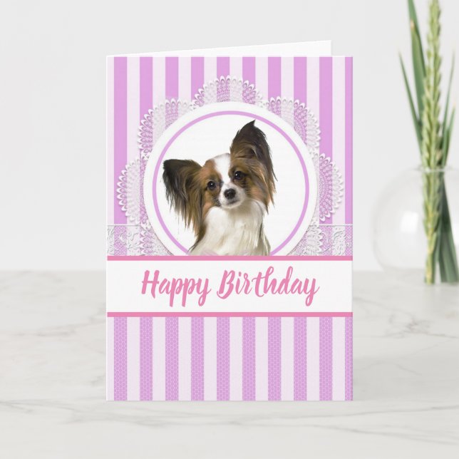 Cute Papillon Dog Birthday Card / Blank Inside (Front)