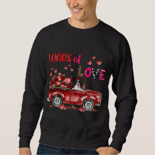 Cute Papillon Dog Driving Red Truck Happy Valentin Sweatshirt
