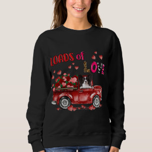 Cute Papillon Dog Driving Red Truck Happy Valentin Sweatshirt