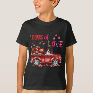 Cute Papillon Dog Driving Red Truck Happy Valentin T-Shirt