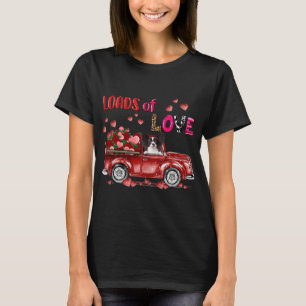 Cute Papillon Dog Driving Red Truck Happy Valentin T-Shirt