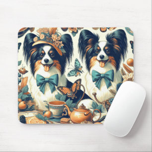 Cute Papillon Dog Illustration Mouse Mat