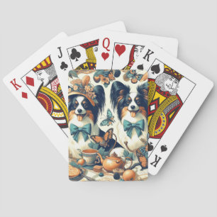 Cute Papillon Dog Illustration Playing Cards