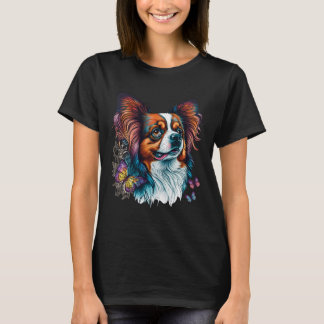 Cute Papillon Dog on Continental Toy Spaniel Lover T-Shirt