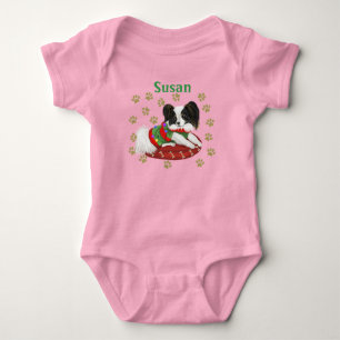 Cute Papillon Puppy Baby Bodysuit