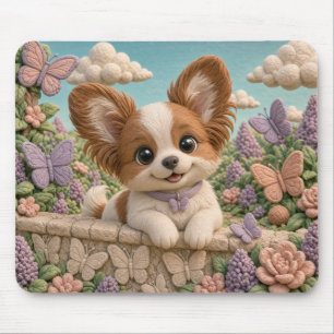 Cute Papillon Puppy, Baby Dog Mouse Mat