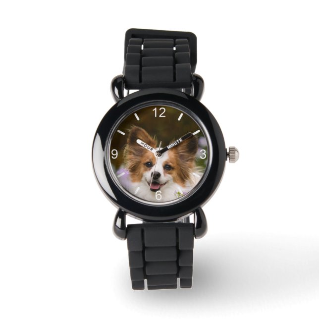 Cute Papillon Spaniel Photo Dog Lovers  dial-plate Watch (Front)