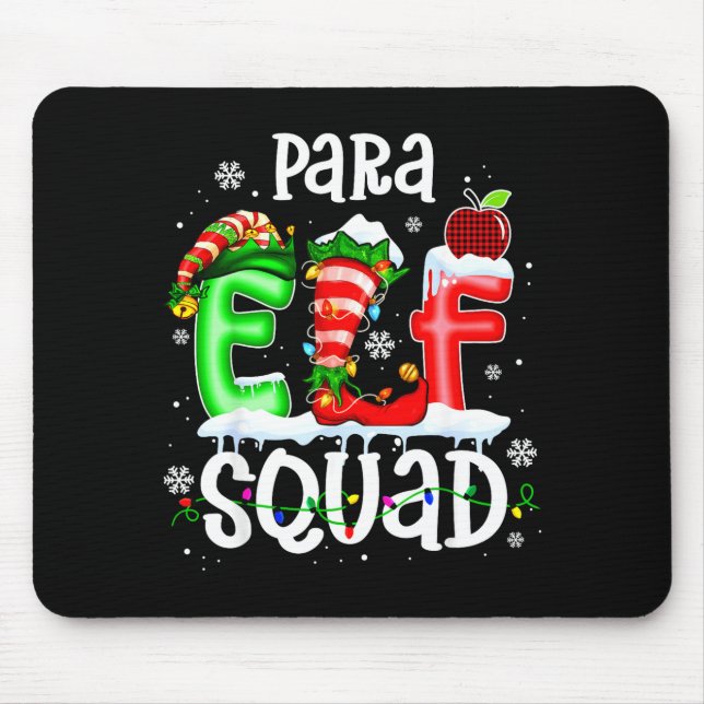 Cute Para Elf Squad Funny Christmas Elf Kids Teach Mouse Mat (Front)