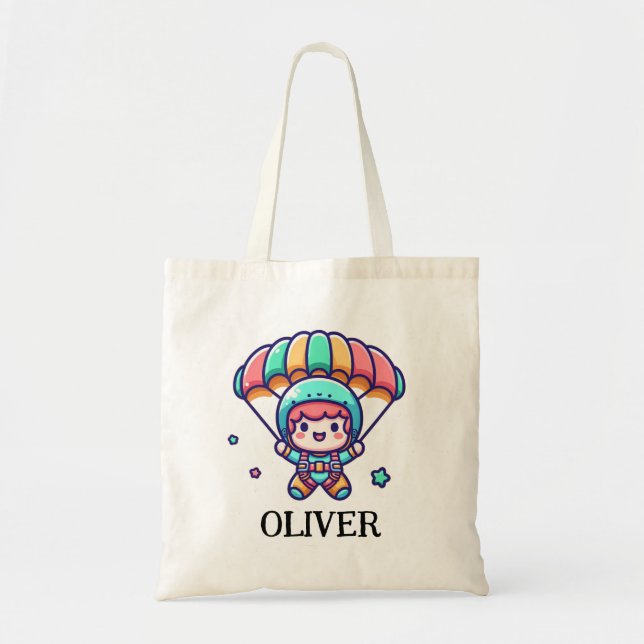 Cute Parachutist Kid Tote Bag (Front)