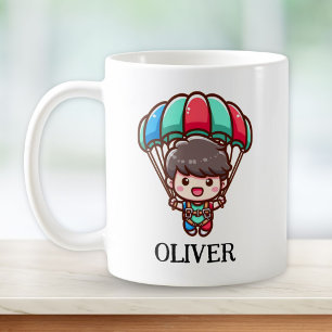 Cute Parachutist  with Colourful Parachute Coffee Mug
