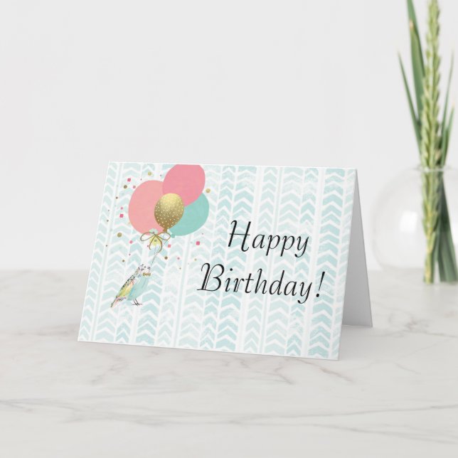 Cute Parakeet Birthday Greeting Card (Front)