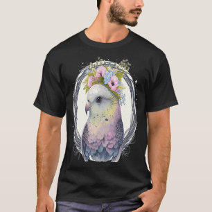 Cute Parakeet Budgie Bird Flower Crown Pet Birds T-Shirt