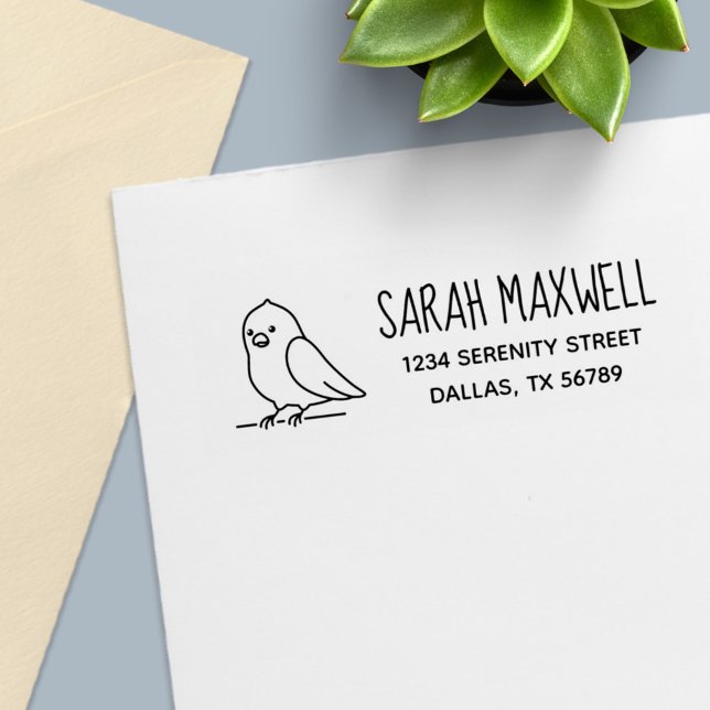 Cute Parakeet Parrot Bird Pet Address  Self-inking Stamp (Creator Uploaded)