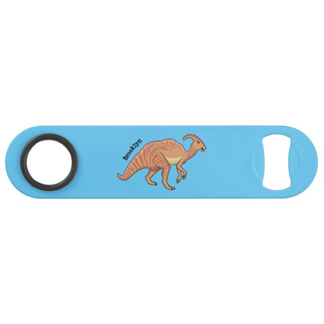 Cute parasaurolophus dinosaur cartoon illustration (Front (Horizontal))