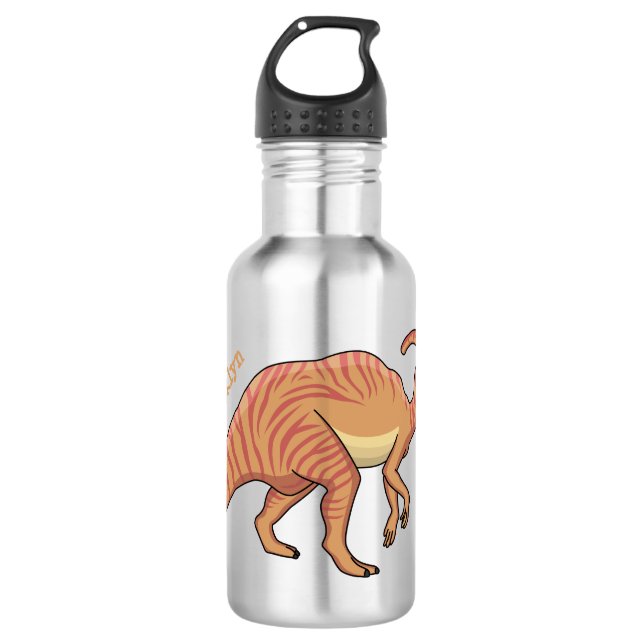 Cute parasaurolophus dinosaur cartoon illustration 532 ml water bottle (Front)