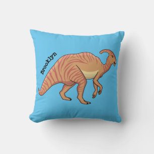 Cute parasaurolophus dinosaur cartoon illustration cushion