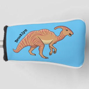Cute parasaurolophus dinosaur cartoon illustration golf head cover