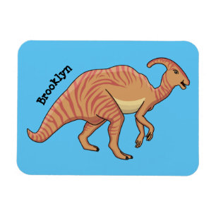 Cute parasaurolophus dinosaur cartoon illustration magnet