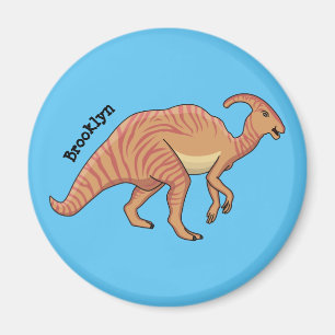 Cute parasaurolophus dinosaur cartoon illustration magnet