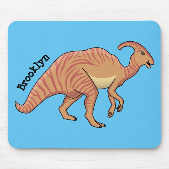 Cute parasaurolophus dinosaur cartoon illustration mouse mat (Front)