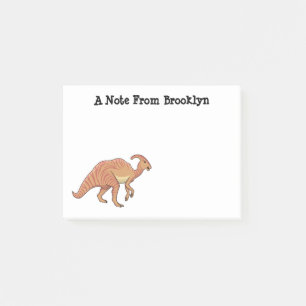 Cute parasaurolophus dinosaur cartoon illustration post-it notes
