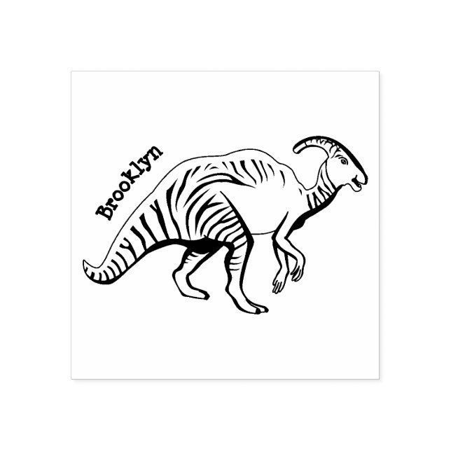 Cute parasaurolophus dinosaur cartoon illustration rubber stamp (Imprint)