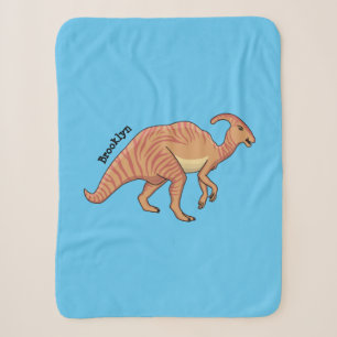 Cute parasaurolophus dinosaur cartoon illustration sherpa blanket