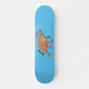 Cute parasaurolophus dinosaur cartoon illustration skateboard