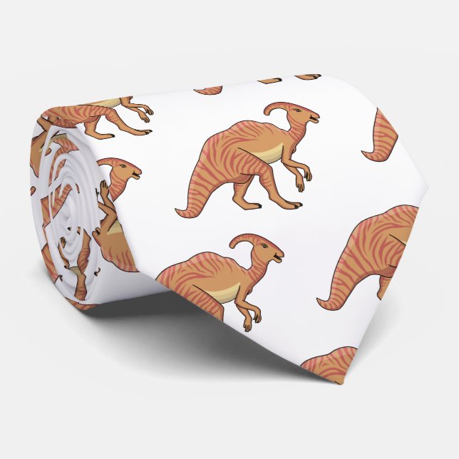 Cute parasaurolophus dinosaur cartoon illustration tie (Rolled)