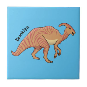 Cute parasaurolophus dinosaur cartoon illustration tile