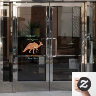Cute parasaurolophus dinosaur cartoon illustration window cling