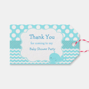 Cute Parent & Baby Whale Blue Boy Thank You Gift Tags
