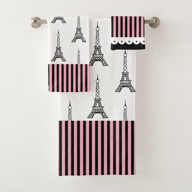 Cute Paris Eiffel Tower Bath Towels Set Gift (Insitu)