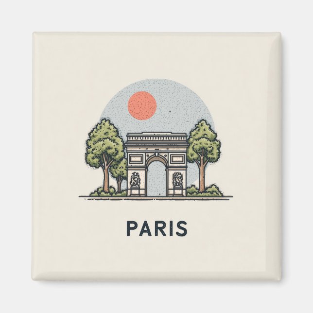 Cute Paris Illustration Magnet (Front)