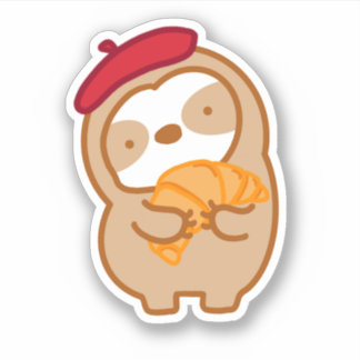 Cute Parisian Croissant Sloth Sticker