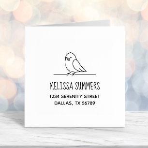 Cute Parrot Bird Sitting above Address Self-inking Stamp