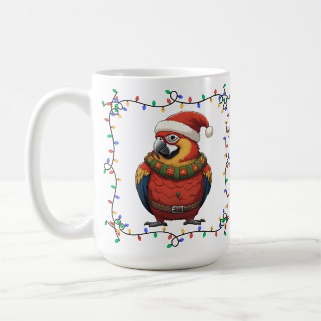 Cute Parrot Christmas Mug (Left)