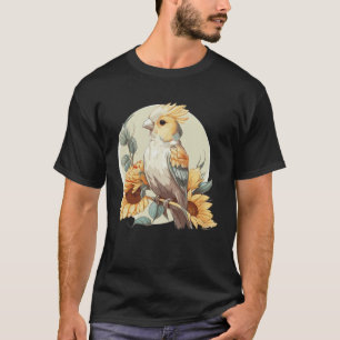 Cute Parrot Cockatiel Sunflower Watercolor Parrot T-Shirt