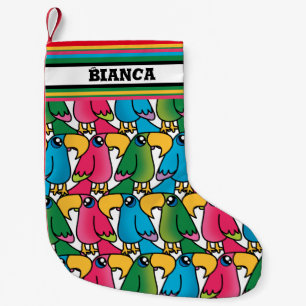 Cute Parrot, custom name  Small Christmas Stocking