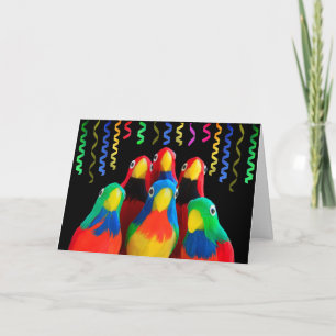 Cute Parrot Fest Birthday Card