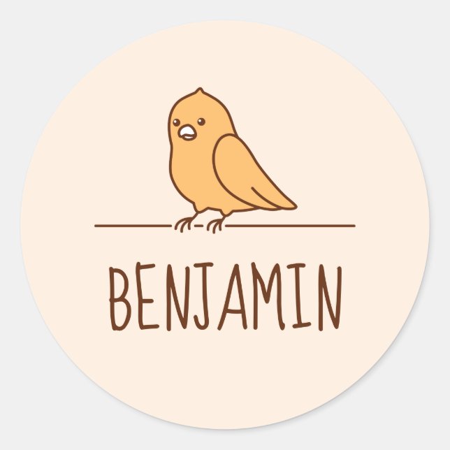 Cute Parrot Parakeet Pet Bird Custom Name Classic Round Sticker (Front)