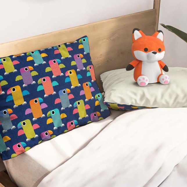 Cute Parrot Pattern on Blue Pillowcase (Creator Uploaded)