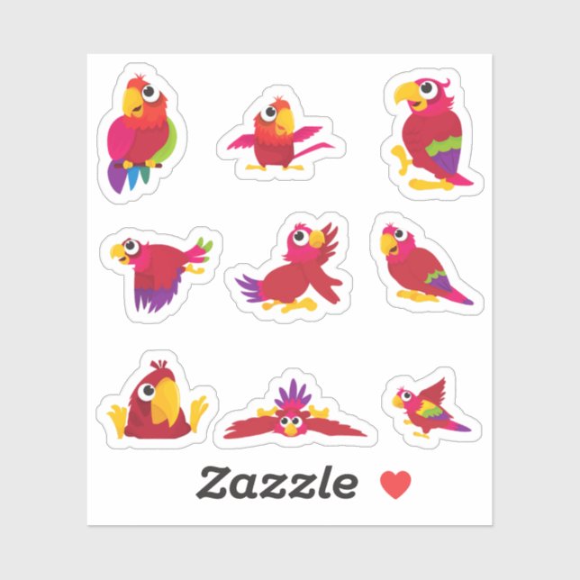 Cute Parrot Stickers (Sheet)