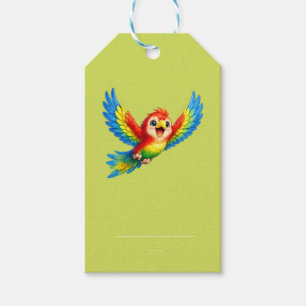 Cute Parrot with Big Eyes Happy Colourful Bird Gift Tags